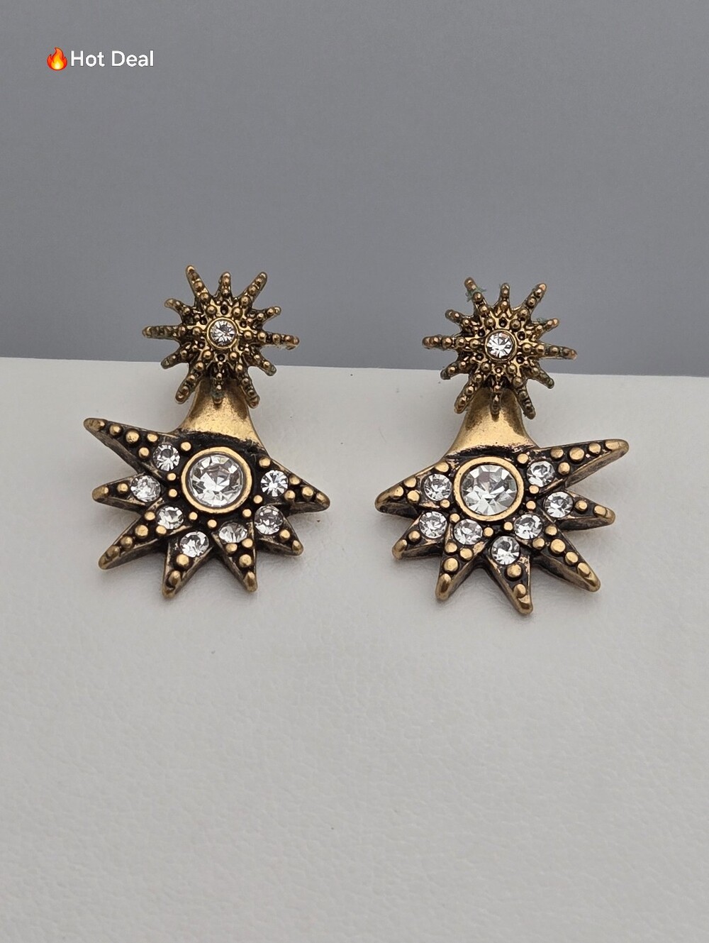 Pilgrim Celestial Crystal Starburst Statement Earrings 7/8"